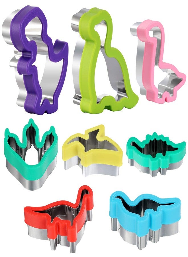 Elfkitwang Dinosaur Cookie Cutters Set - Stainless Steel Shaped Cookie Candy Food Cutters Molds for DIY, Kitchen, Baking, Kids Dinosaur Theme Birthday Party Supplies Favors (8pack) - Image 1