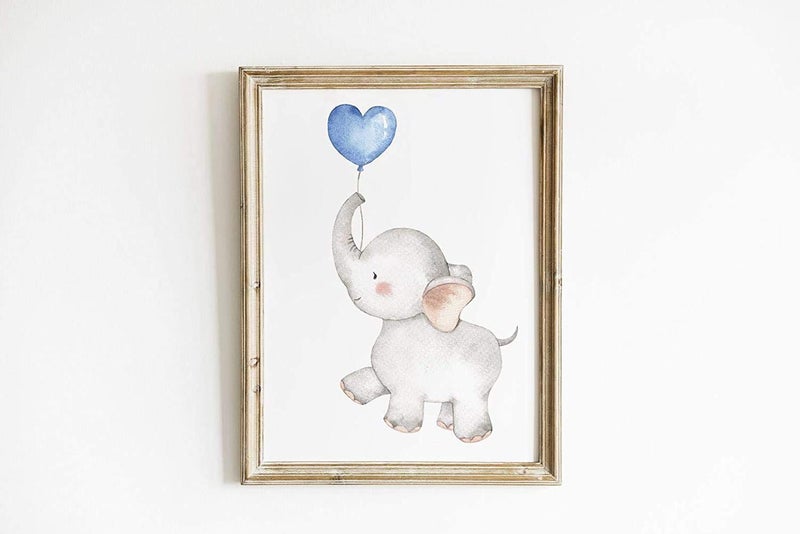 iMagitek Set of 6 Unframed Baby Boy Wall Art Prints, Blue Elephant Wall Decor with Balloons for Boy's Room (8" x 10") - Image 5