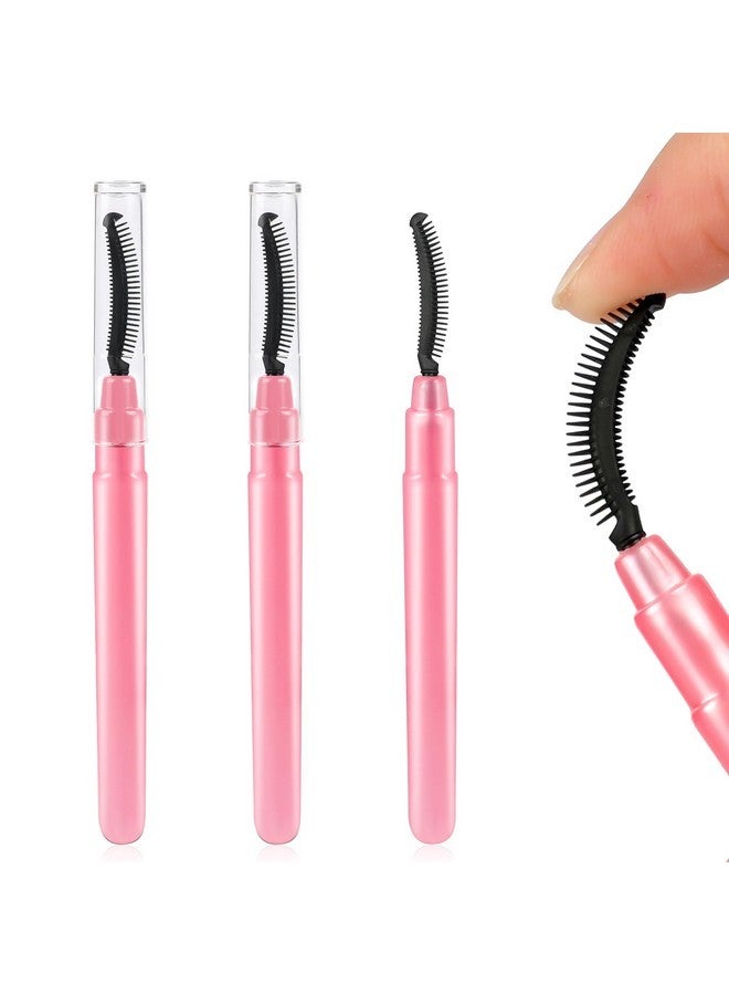 Sliverdew 3 Pcs Silicone Lash Brush Eyelashes Definer With Dust Lid Eyelash Comb Mascara Eyelash Separator Eyebrow Brush Lash Separating Comb Brow Grooming Brush (Pink) - Image 1