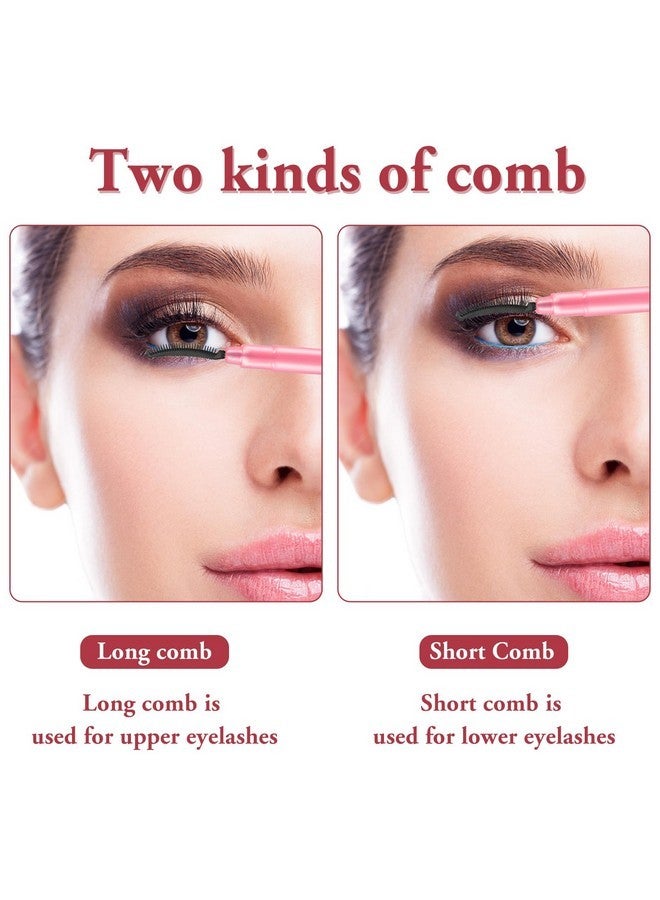 Sliverdew 3 Pcs Silicone Lash Brush Eyelashes Definer With Dust Lid Eyelash Comb Mascara Eyelash Separator Eyebrow Brush Lash Separating Comb Brow Grooming Brush (Pink) - Image 2