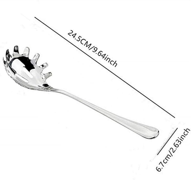 shenghang Spaghetti Server Pasta Fork Noodle Serving Spoon Drains Serves Set 98inch Stainless Steel Comfortable Grip Design Spaghetti Server for Kitchen  - Image 4