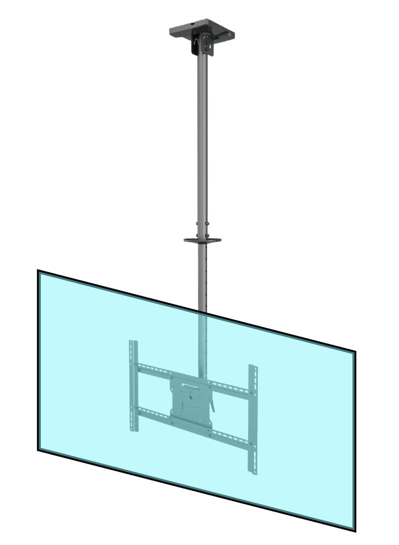 BEETEC Double Pole Ceiling TV Mount for 42"-86" TVs – Adjustable Height (860-3130mm), 50kg Capacity, Tilt & Rotate – Black (TF-CM300) - Image 1