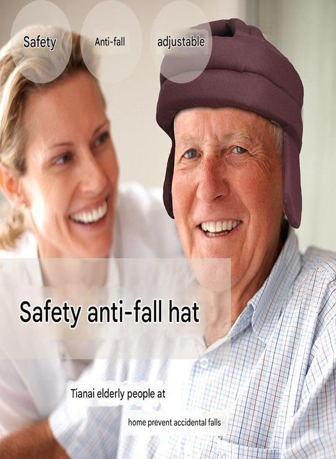 CARL VINSON® Adjustable Anti-Fall Head Protection Hat for Middle-Aged and Elderly | Pure Cotton Anti-Collision Safety Helmet - Brown - Image 3