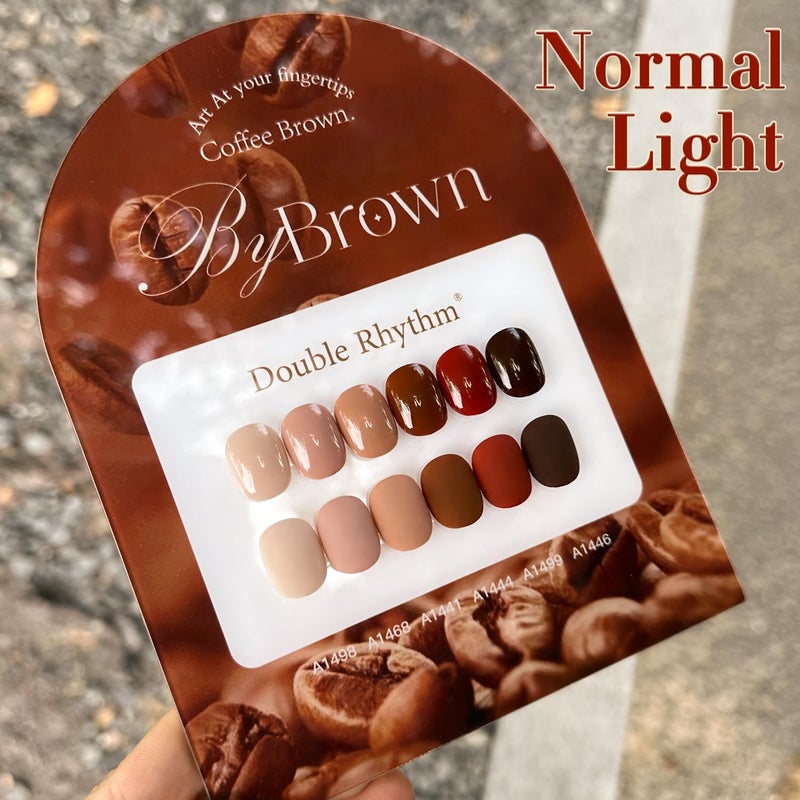 Double Rhythm 6 Pcs 15 ML Gel Polish Set Same Color Same Bottle Soak Off Gel Polish Kit Nail Art Manicure Salon DIY at Home for Women (Coffee Brown Nude Red Beige Pink-T6-5) - Image 3