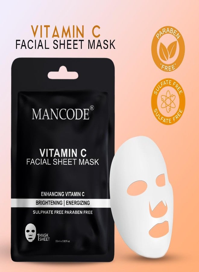 MAN CODE Mancode Vitamin C Facial Sheet Mask 25ml Enhancing Vitamin C Brightening Energizing Pore Reducing, Brightening and Enhances Daily Glow | Korean Sheet Mask | Unisex Sheet Mask Set 25ml Pack Of 5 - Image 5
