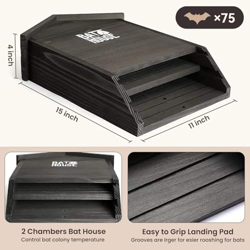 Sobalai Bat Houses for Outdoors for Tree, 2 Chamber Bat Boxes for Outside to Attract Bats to Land and Roost, Durable and Easy to Hang - Image 2