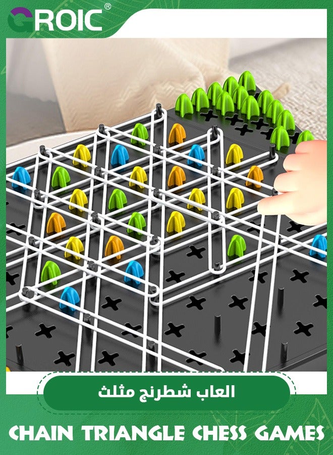 Large Triangle Chess Board Game, Funny Triggle Game, Triggle Rubber Band Game, Chain Triggle Game, Interactive Peg Game, Strategy Board Game For Family Party, 2-4 Players Gift for Kids & Adults