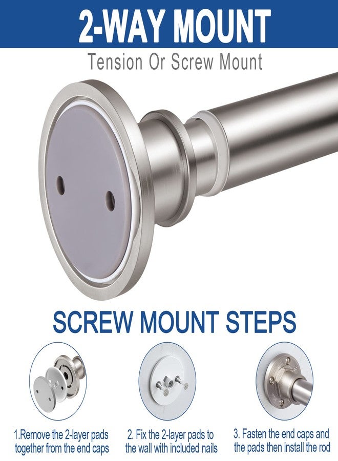 BRIOFOX قضيب ستارة دش صناعي من BRIOFOX - قضيب ستارة بتصميم 2 في 1 - لا يصدأ أبدًا، غير قابل للانزلاق، مصنوع من الفولاذ المقاوم للصدأ 304، مطلي بالنيكل المصقول، مقاس 43 إلى 72 بوصة - Image 3