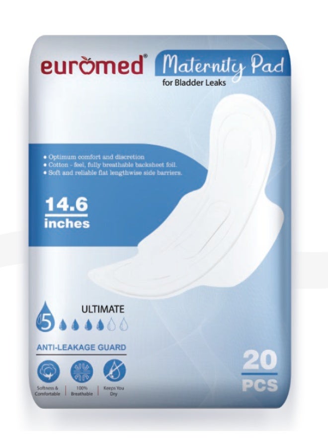 NOVAMED Euromed Maternity Pads 20 Pieces – Ultra Soft, High Absorbency Postpartum Pads for New Mothers - Image 1