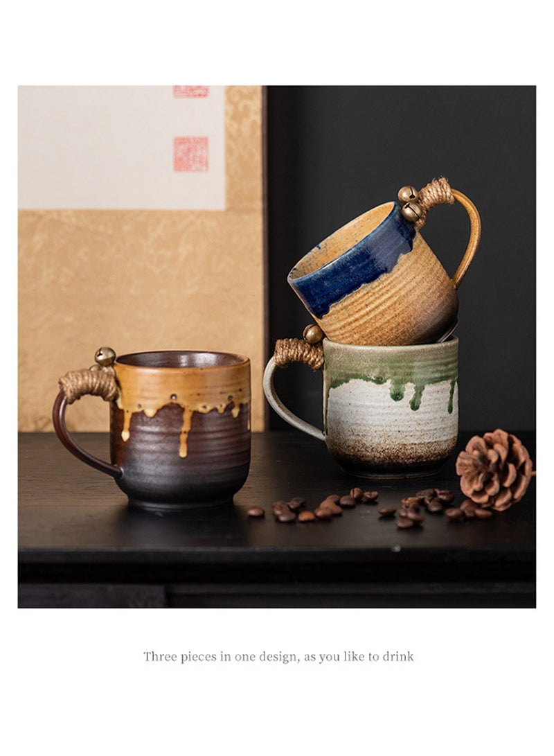 Special-Shaped Mugs, Retro Ceramic Cups, Irregular Cups, Stoneware Water Cups, High-Value Coffee Cups（Dark blue 260ml） - Image 5