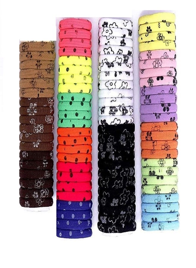 DIAN Assorted Pack of 90 Print Multicolor Hair Rubber Bands, Ponytail Holders, Hair Tie, Hair Bow, Hair Accessories for Women, Teens and Girl - Image 1