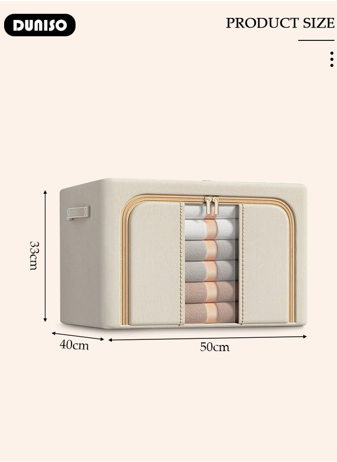 DUNISO 2 Packs Clothes Storage Box, Oxford Cloth Large Capacity Closet Storage Organizer, Foldable Steel Frame Storage Box with Clear Window and Portable Handle,Waterproof Storage Bins for Bedding, Blankets, Pillows, Toys, Books,Clothes  - Image 4
