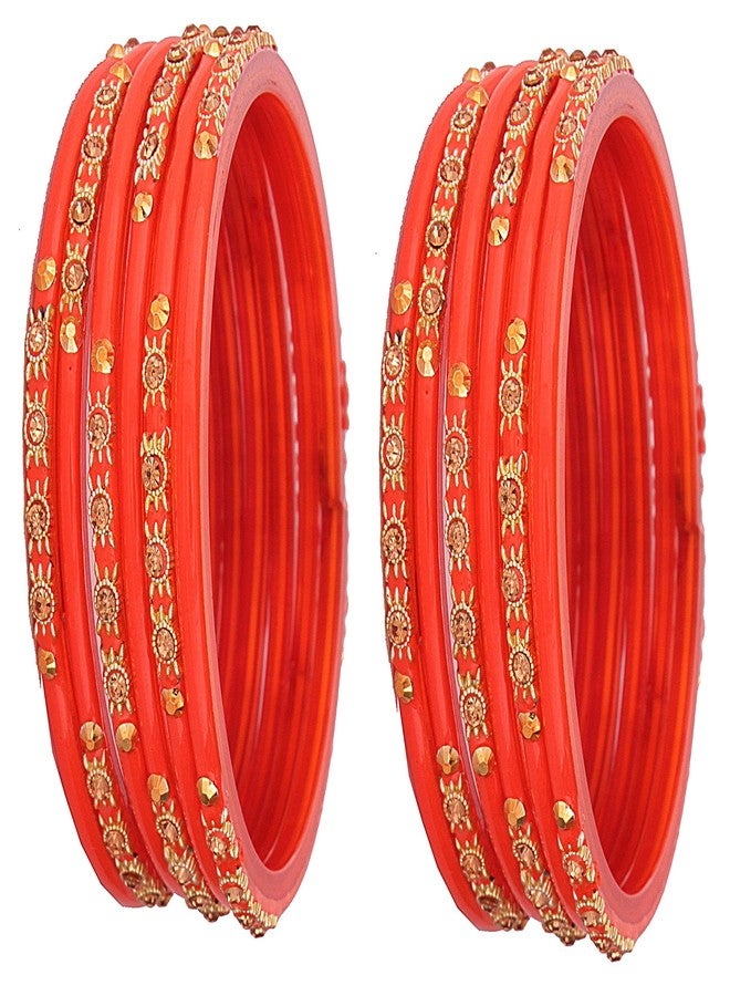 NMII Glass and Zircon Bangles for Women (Orange) - Image 3