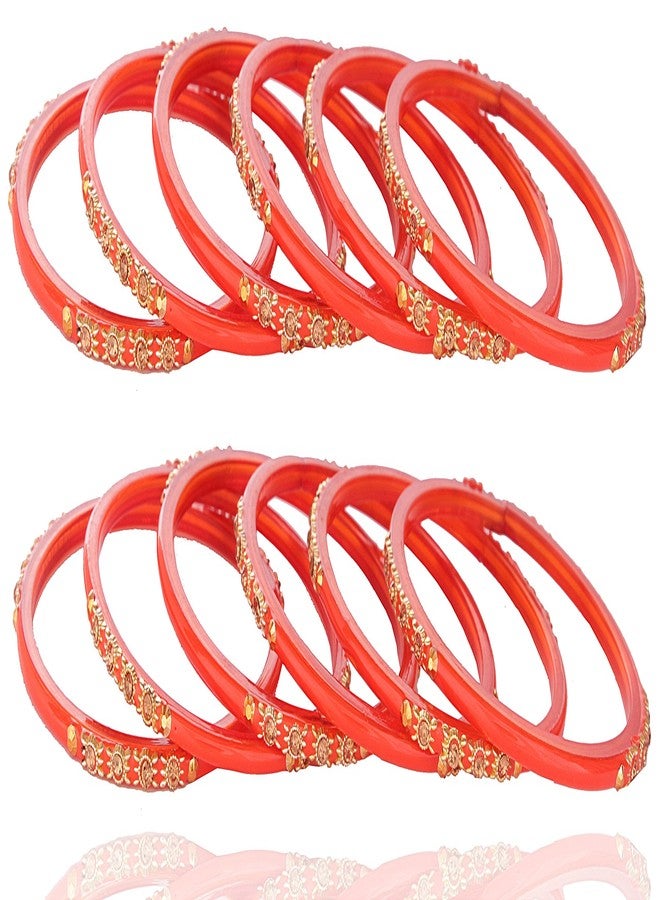 NMII Glass and Zircon Bangles for Women (Orange) - Image 4