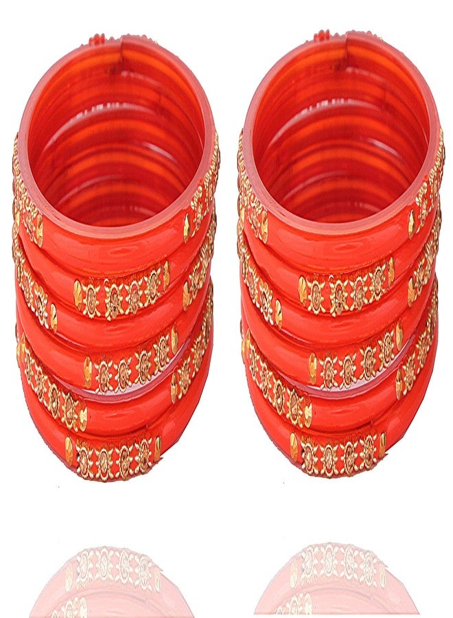 NMII Glass and Zircon Bangles for Women (Orange) - Image 2