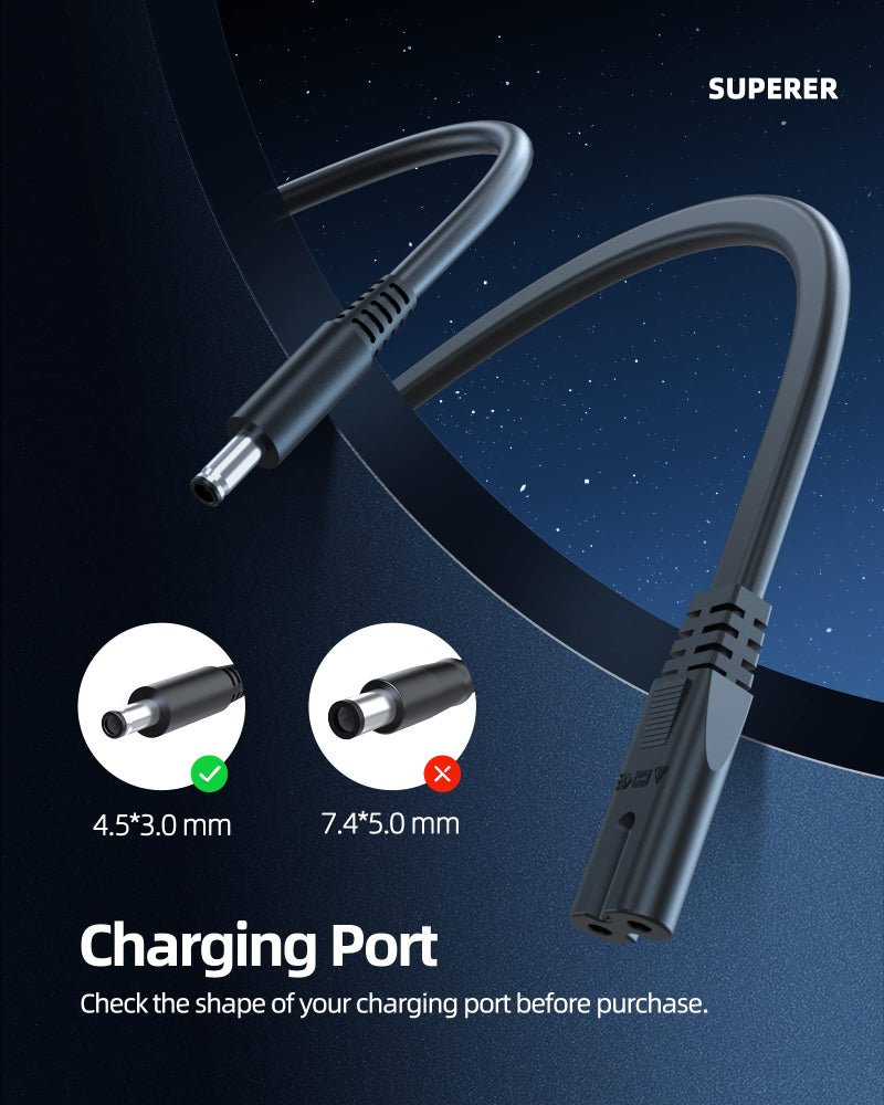 Superer 65W 45W AC Power Cord Fit for Dell Docking Station D1000 D3100 5M48M 452-BBPG 5RR7X Ultra HD 4K Triple Display Wireless Charger Adapter Supply Cable - Image 3