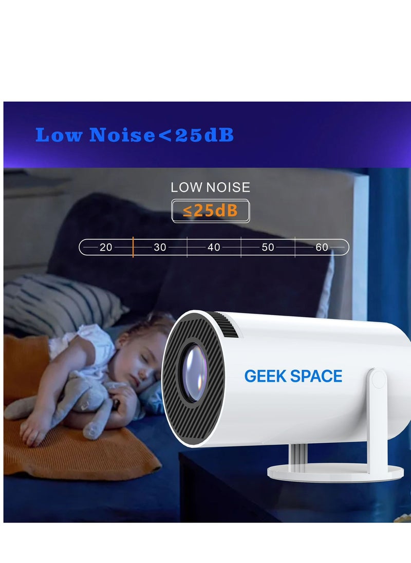 المهوس الفضاء جهاز عرض GEEK SPACE الصغير، جهاز عرض محمول لتصحيح الانحراف التلقائي HY300، جهاز عرض ذكي 4K/ 200 ANSI مع واي فاي 2.4/5G، BT 5.0، شاشة 130 بوصة، قلب 180 درجة، تصميم دائري، جهاز عرض فيديو منزلي  - Image 4