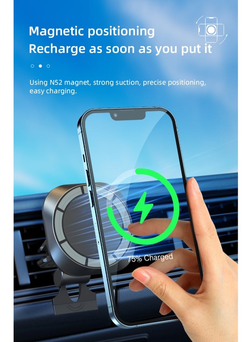 GULFLINK Magnetic Wireless Charger Car Air Vent Mount 15W Fast Charging Magsafing Magnetic Car Wireless Charger For iPhone  - Image 3