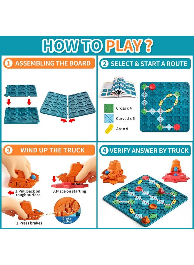 burgkidz - Kids Toys Stem Board Games - Large Size Logical Road Builder Educational Brain Teasers Puzzles Toys, Preschool Learning Montessori Big Board Maze Birthday Gifts Kids Boys Girls Age 4-8 Year Old - Image 1