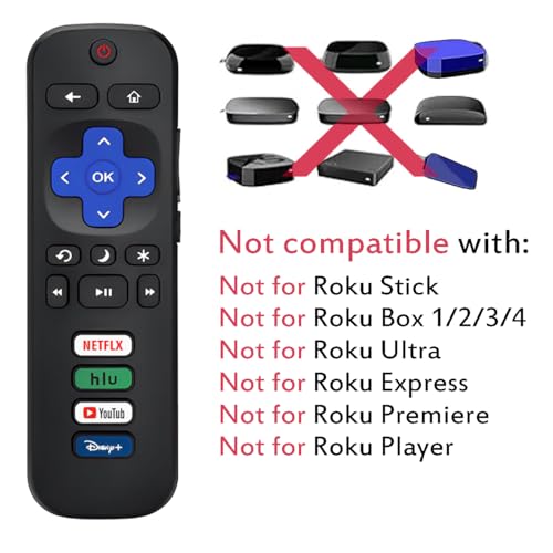 USBCele Universal TV Remote Compatible for Roku TV All Series, Remote Control Replacement for Hisense/Onn/TCL/Sharp/Philips/Element/Insignia/Hitachi/JVC R0KU Smart TVs (Not for RokuStick,Box and Player) - Image 3