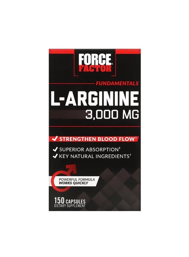 Force Factor L Arginine 3000 mg 150 Capsules 600 mg per Capsule - Image 1