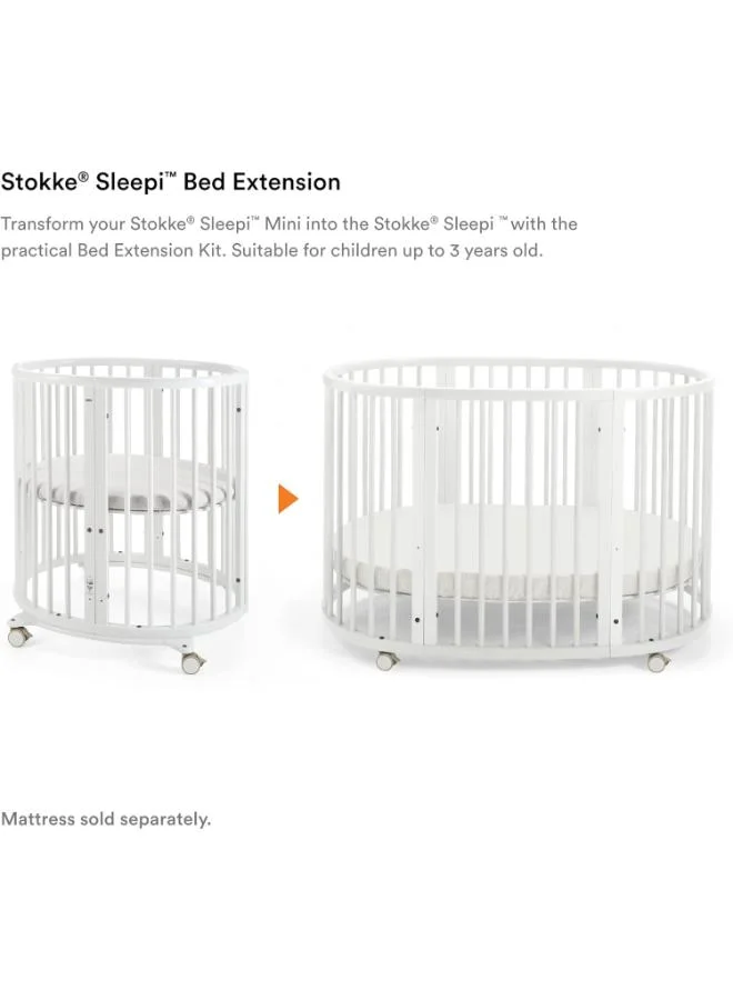 STOKKE Sleepi Baby Bed Extension Convert Sleepi Mini Crib Into Sleepi Bed Suitable For Children Up To 3 Years Mattress Sold Separately Extends Bed To 127 Cm (50 Inches)White
