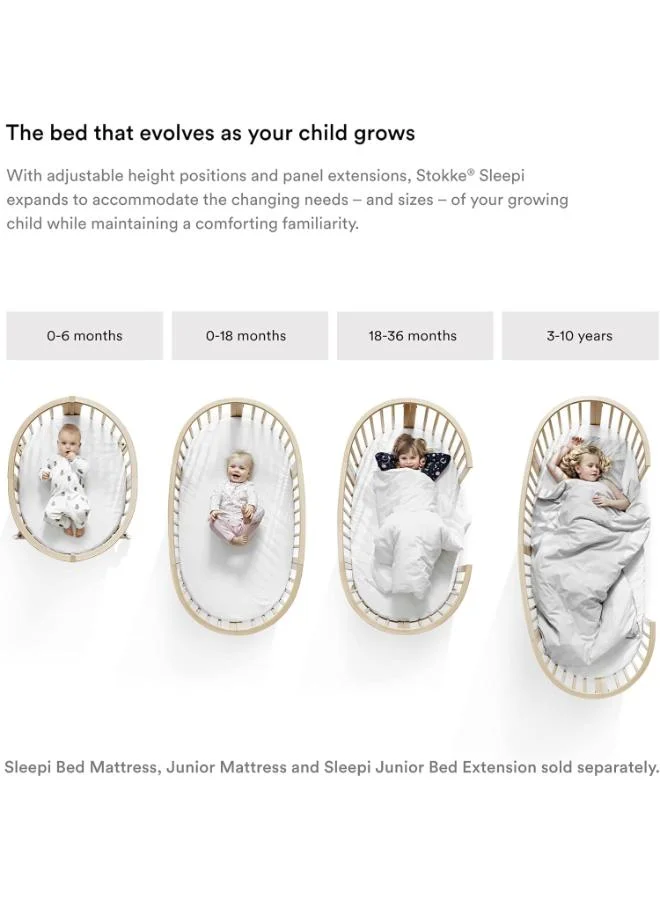 STOKKE Sleepi Baby Bed Extension Convert Sleepi Mini Crib Into Sleepi Bed Suitable For Children Up To 3 Years Mattress Sold Separately Extends Bed To 127 Cm (50 Inches)White