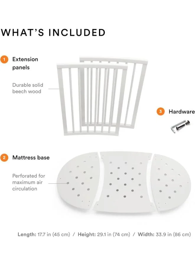 STOKKE Sleepi Baby Bed Extension Convert Sleepi Mini Crib Into Sleepi Bed Suitable For Children Up To 3 Years Mattress Sold Separately Extends Bed To 127 Cm (50 Inches)White