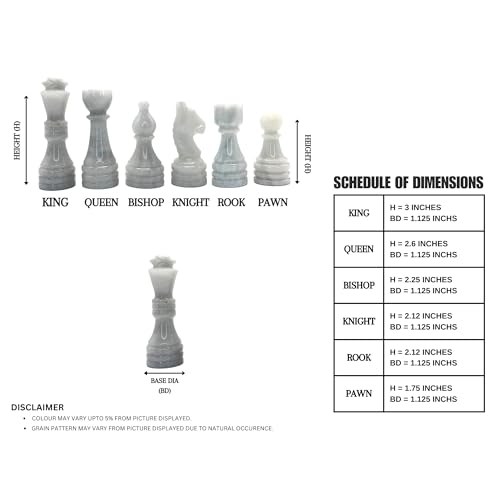OceanicX Handcrafted Premium Marble Chess Pieces Set Elegant 32Piece Replacement for 1215 Inch Chess Boards with Storage Box Grey and White - Image 5