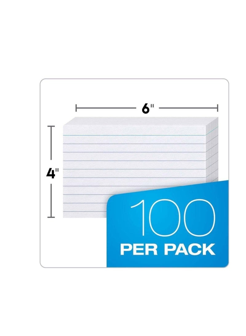 تيرابايت بطاقة فهرس مسطرة، 100 حزمة من بطاقات التسجيل المبطنة باللون الأبيض لتدوين الملاحظات المدرسية والمكتبية، وصنع القائمة، ومراجعة بطاقات فلاش، 6 بوصة × 4 بوصة، 240 جرامًا للمتر المربع - Image 4