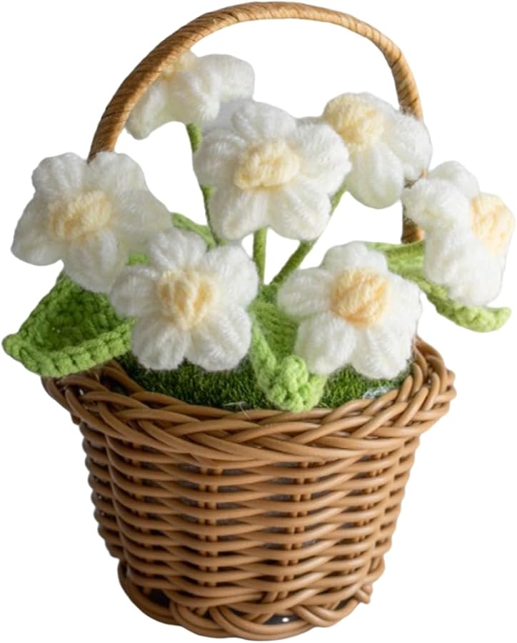 White Mini Flower Basket Desktop Decoration Eternal Dried Flower DIY Creative Gift - Image 1