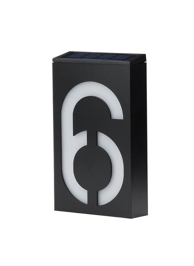 yongsheng Number 6 Designed LED Light Black/White，LED Solar House Number Light doorplate, Garden Yard Building Door Wall Address Numbers lamp Sign Plate Solar Powered, LED Lighted Up Outdoor Plaque for Home House Street (Digital 6)  - Image 1