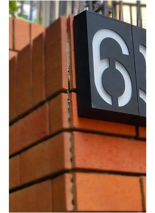 yongsheng Number 6 Designed LED Light Black/White，LED Solar House Number Light doorplate, Garden Yard Building Door Wall Address Numbers lamp Sign Plate Solar Powered, LED Lighted Up Outdoor Plaque for Home House Street (Digital 6)  - Image 4