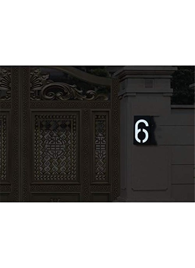 yongsheng Number 6 Designed LED Light Black/White，LED Solar House Number Light doorplate, Garden Yard Building Door Wall Address Numbers lamp Sign Plate Solar Powered, LED Lighted Up Outdoor Plaque for Home House Street (Digital 6)  - Image 3