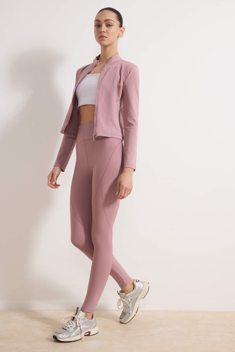 trendyol Dusty Rose Gathering Full-Length Knitted Sports Leggings Twoss21Ta0023 - Image 2