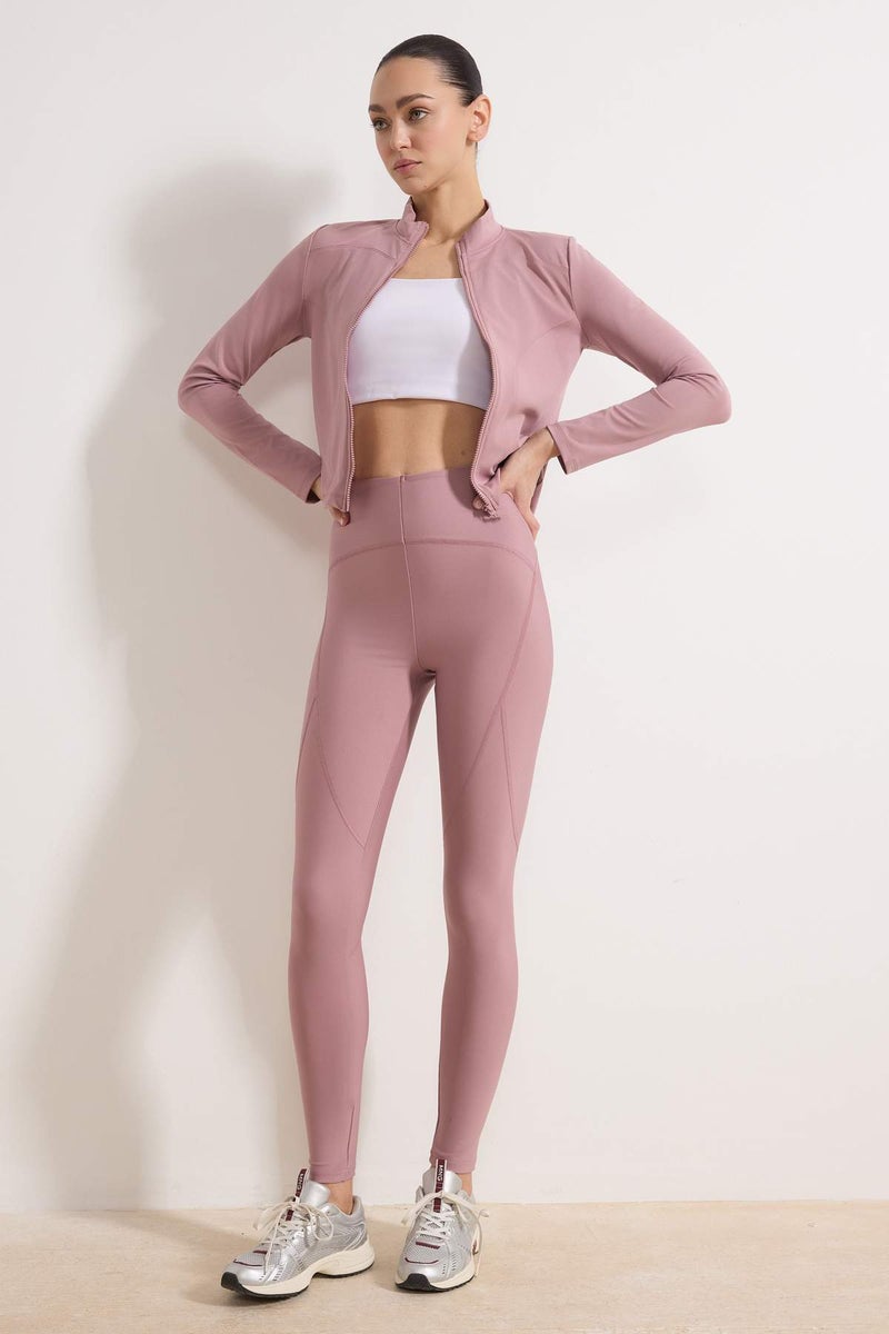 trendyol Dusty Rose Gathering Full-Length Knitted Sports Leggings Twoss21Ta0023 - Image 1