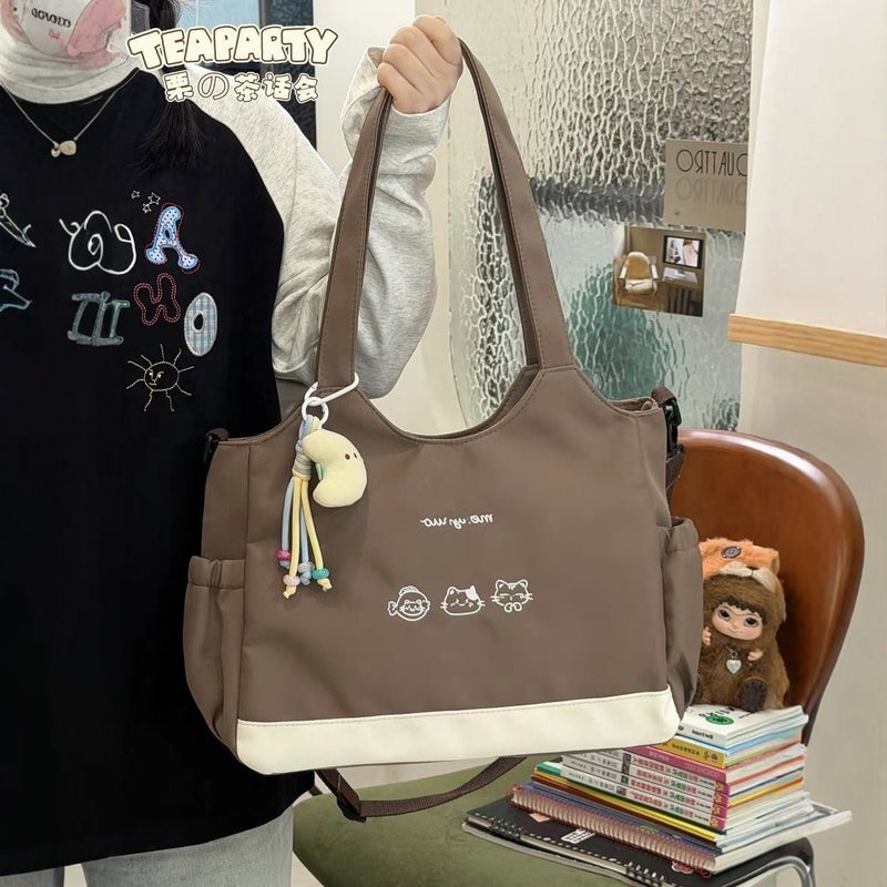 Women's Cat Print Nylon Tote Bag, Large Capacity Shoulder Crossbody - Image 4