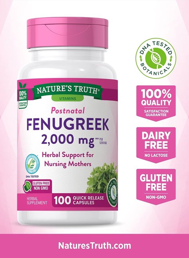 Nature's Truth Fenugreek Seed Capsules | 2000mg | 100 Powder Capsules | Non-GMO and Gluten Free Supplement  - Image 3