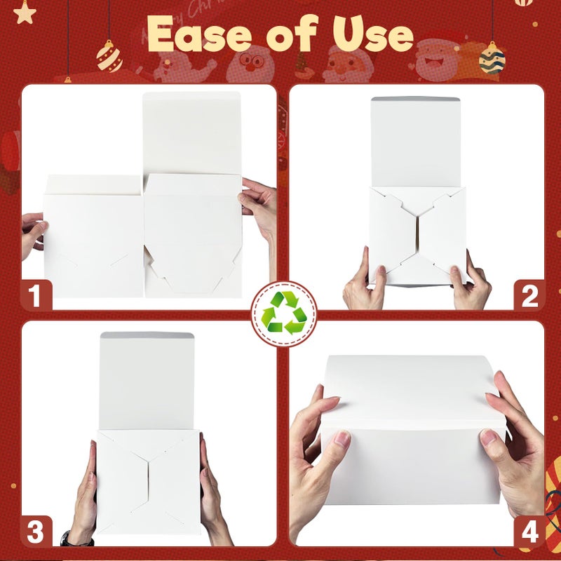 MESHA 8x8x4 Gift Box 10 Pack White Gift Boxes with Lids, DIY Bridesmaid Proposal Box, Recyclable,Foldable Box for Wedding, Birthday Party - Image 3