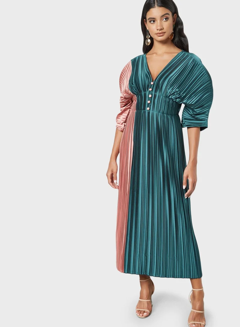 Threadz by Ajooni Colourblock Pleated Dress