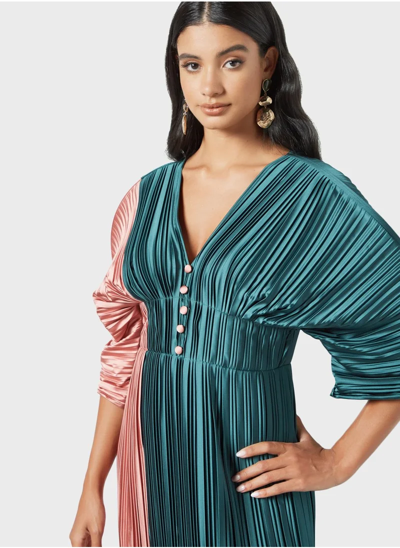 Threadz by Ajooni Colourblock Pleated Dress