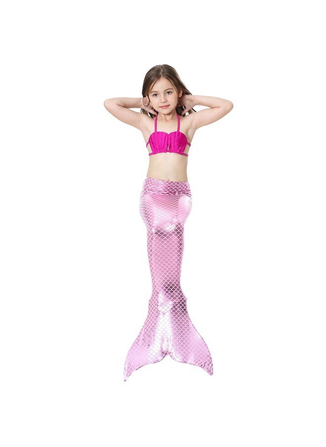 yongsheng 3-Piece Mermaid Swimsuit Set，Girls Swimsuit Bathing Suits Bikini Fish Tail Set 3-10Years 110  - Image 2