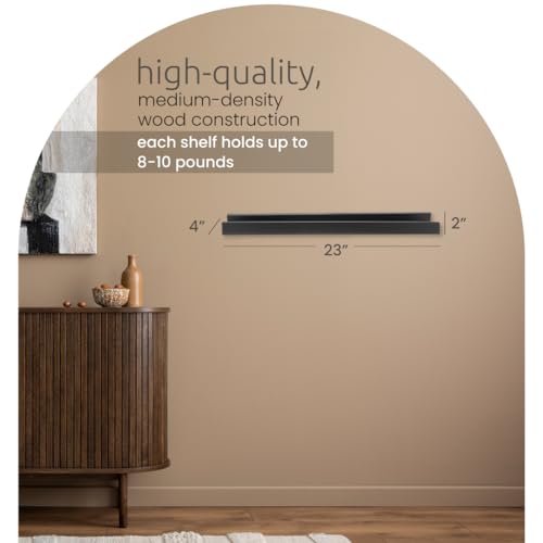 Kiera Grace Floating Shelves for Wall, Engineered Wood Picture Frame Wall Shelves, Easy to Assemble Display Shelves, Ideal for Home Decor, Pack of 1, 23" L x 4" W x 2" H, Black - Image 2