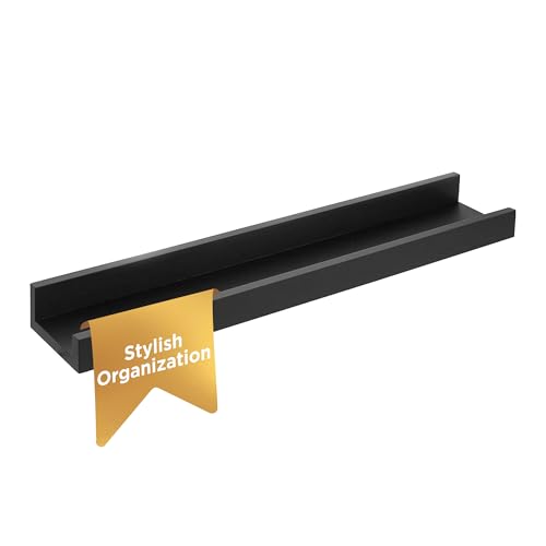 Kiera Grace Floating Shelves for Wall, Engineered Wood Picture Frame Wall Shelves, Easy to Assemble Display Shelves, Ideal for Home Decor, Pack of 1, 23" L x 4" W x 2" H, Black - Image 1