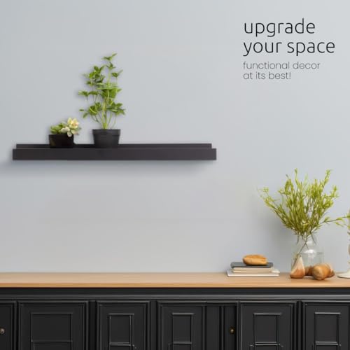 Kiera Grace Floating Shelves for Wall, Engineered Wood Picture Frame Wall Shelves, Easy to Assemble Display Shelves, Ideal for Home Decor, Pack of 1, 23" L x 4" W x 2" H, Black - Image 3
