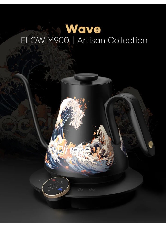 الكوكيناري غلاية كهربائية Cocinare Flow M900 الجيل الثاني برقبة إوزة (Wave)، سعة 0.9 لتر، من الفولاذ المقاوم للصدأ، مع تحكم دقيق في درجة الحرارة - Image 2