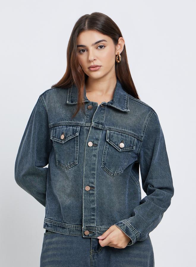 ستايلي جاكيت دنيم بقصة عادية وجيوب - Image 3