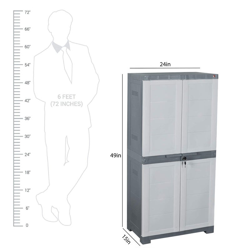 Cello Cello Novelty Big Plastic Shoe Rack, White & Grey | Shoe Storage | Strong and Durable | Space Organizer | 2 doors Shoe Rack for Living Room Home & Office | 3 Years Warranty - Manufacturing defect - Image 3