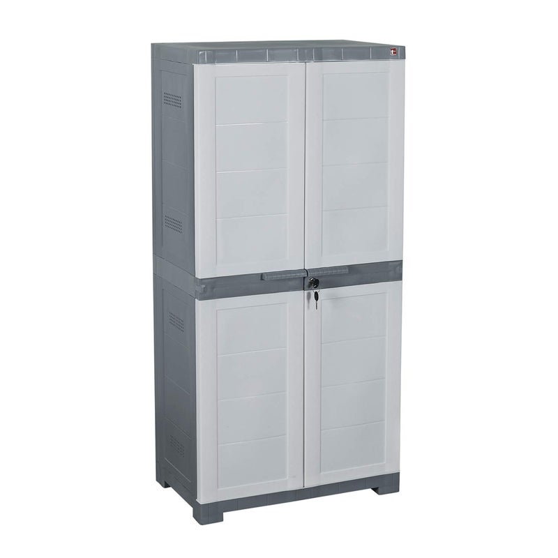 Cello Cello Novelty Big Plastic Shoe Rack, White & Grey | Shoe Storage | Strong and Durable | Space Organizer | 2 doors Shoe Rack for Living Room Home & Office | 3 Years Warranty - Manufacturing defect - Image 1