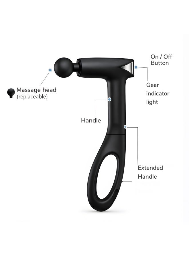 VIO Deep Tissue Muscle Massager with 4 Interchangeable Heads Portable Massage Gun for Athletes Men Women Elderly Portable Electric Back Massager with Extension Handle Handheld Body Massager Percussion Massager with 6 Adjustable Speed Levels for Back Neck Pain Muscle Pain Relief and Recovery Powerful Super Quiet Massage Gun - Image 4